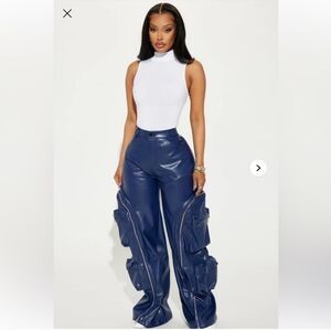 4 FOR $100  -  Fashion Nova Navy Wide Leg Cargo Pants